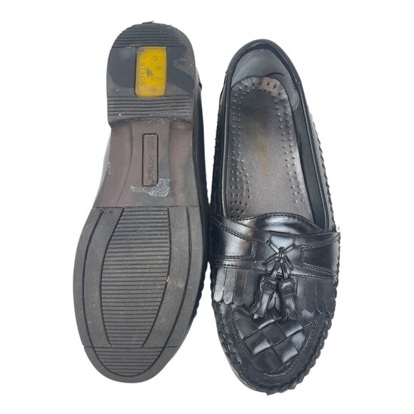 Deer Stags Loafer Black Herman Dress Shoe Tassel Weave Mens SIze 9M main image 4